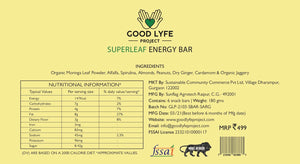 Benefits of Organic Moringa Superleaf Energybar Good Lyfe Project Label