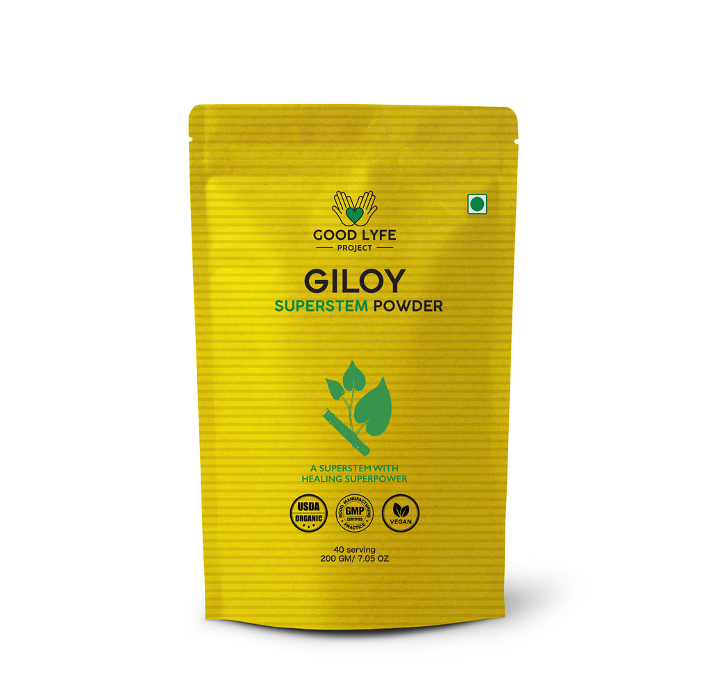 Buy Online Giloy Powder Certified Organic India Made USDA pack front Good Lyfe Project