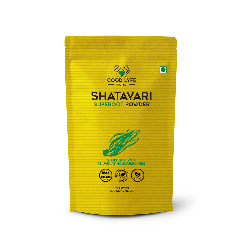 Buy Online Shatavari Powder Certified Organic India Made USDA pack front Good Lyfe Project