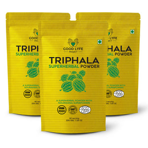 Buy Online Triphala Powder Certified Organic India Made 200 gms Good Lyfe Project Multiple Pack Shot